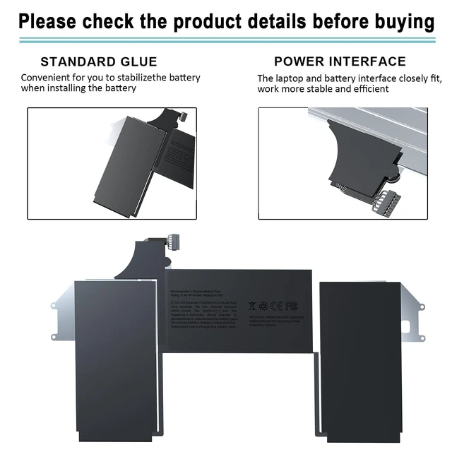 Alt view image 9 of 10 - BNDeluxe A1965 A2179 MacBook Air Laptop Battery A1932 for MacBook Air 13 inch Retina A1932 (Late 2018-2019) A2179 (Early 2020) EMC 3184 3302 A1965 Laptop Battery Replacement 11.4V 49.9WH