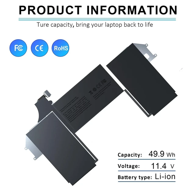 Alt view image 8 of 10 - BNDeluxe A1965 A2179 MacBook Air Laptop Battery A1932 for MacBook Air 13 inch Retina A1932 (Late 2018-2019) A2179 (Early 2020) EMC 3184 3302 A1965 Laptop Battery Replacement 11.4V 49.9WH