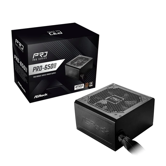 Alt view image 6 of 10 - ASRock PRO-650B Power Supply - 650W 80 Plus Bronze Certified, ATX 3.1 Ready, 120mm Fan, Full Protection Circuit, 3-Year Warranty