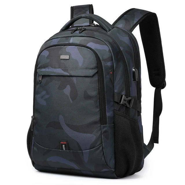 Alt view image 6 of 10 - DUSLANG 17 Inch Travel Laptop Backpack Water Resistant Hiking Backpack for Men Laptop Bag with USB Charging Port,Camouflage green