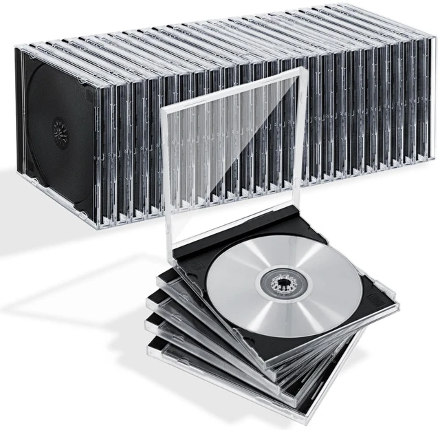 Alt view image 6 of 10 - 25 Pieces CD Jewel Case, 10.4 mm Clear Standard Single CD DVD Storage Cases with Assembled Black Tray, Thickened Plastic Discs Protective Covers Replacement