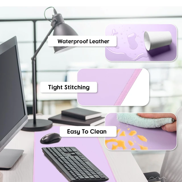 Alt view image 9 of 10 - Konohan Heated Desk Mat PU Warm Mouse Pad,Purple Color,31.5" X 13"