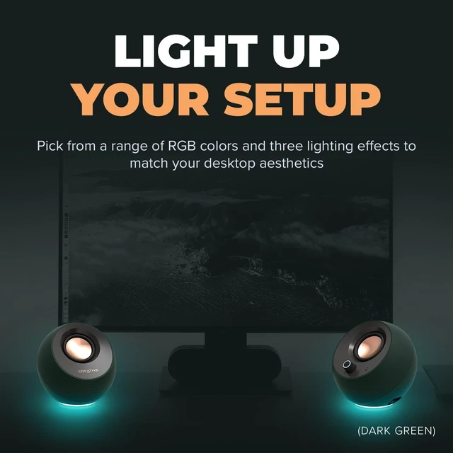 Alt view image 7 of 10 - Creative Pebble Pro, 2.0 USB-C Desktop Speakers, RGB, Black