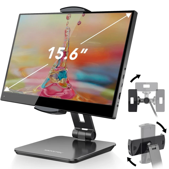 Alt view image 6 of 10 - AboveTEK Business Kiosk Aluminum Tablet iPad Stand, 360 Swivel Tablet & Phone Holders for Any 4"-15.6" Display Tablets/Cell Phones/Portable Monitor, Sturdy for Store POS Office (Grey)