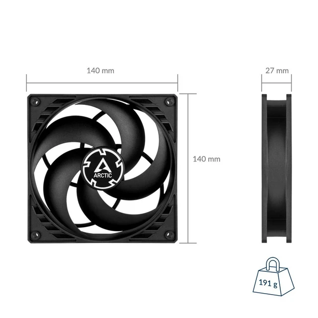 Alt view image 7 of 10 - ARCTIC P14 (5 Pack) - PC Fans, 140mm Case Fan, Pressure-optimised, Quiet Motor, Computer, Fan Speed: 1700 RPM - Black