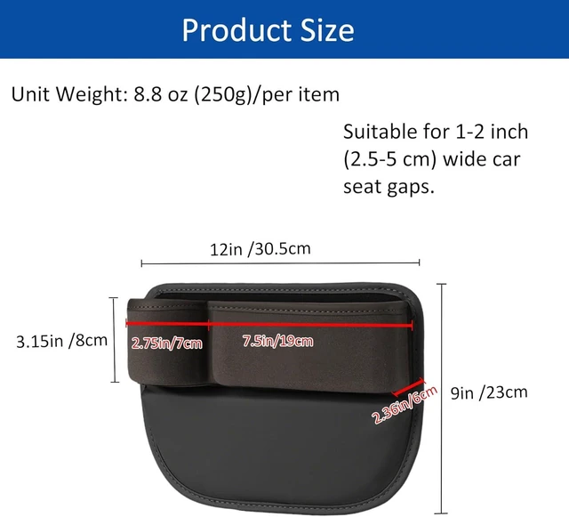 Alt view image 4 of 6 - 2 Pack Car Seat Gap Filler with Cup Holder, Suede Car Seat Gap Plug with Storage Slot for Filler Between Car Seat and Console, Universal Fit Sedans, SUVs, MPVs, Most Vehicles (Black)