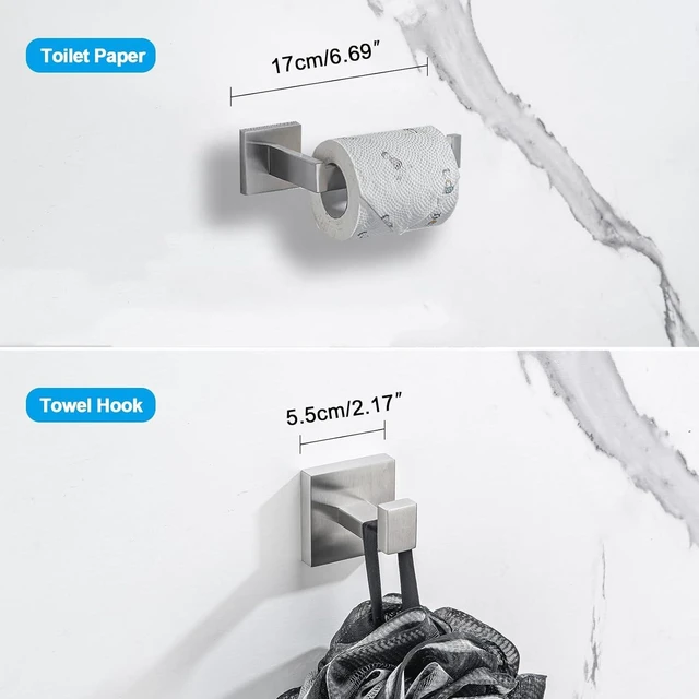 Alt view image 5 of 7 - 4-Piece Bathroom Hardware Set, Towel Rack Towel Holder Toilet Paper Holder Towel Hooks Towel Bar Set Stainless Steel Towel Rack Accessories Set Wall Mounted, Brushed Nickel 16 Inch