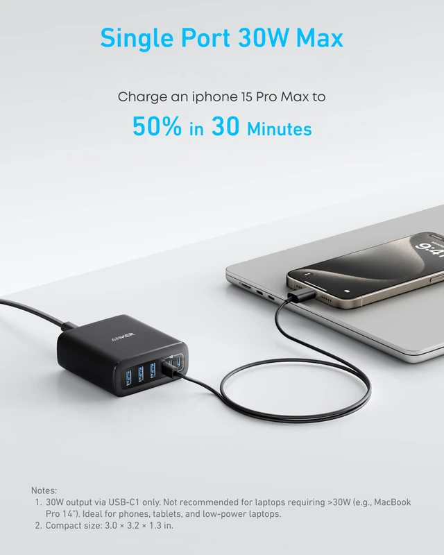 Alt view image 10 of 14 - Desktop Charger, Fast Charging USB C Charger with 112W Max 6-Port