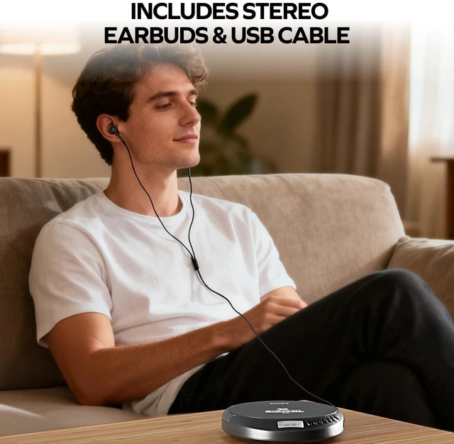 Alt view image 13 of 14 - Portable CD Player, 60 Second Anti Skip, FM Radio, CD Player for Car
