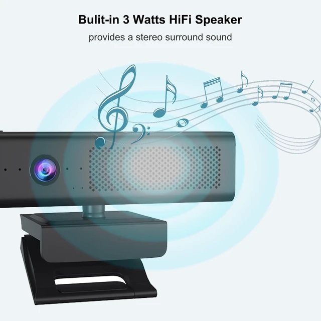Alt view image 11 of 14 - Full 1080P HD 3-in-1 Webcam: Camera and Speaker for Desktop Computer with Built-in 4 Microphones, External USB Web Cam with Magnetic Privacy Cover and Mute for Laptop, Streaming, Conference