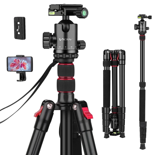 Alt view image 8 of 14 - 81" Professional Tripod for Camera & Phone -Tall, Aluminium Travel Tripod