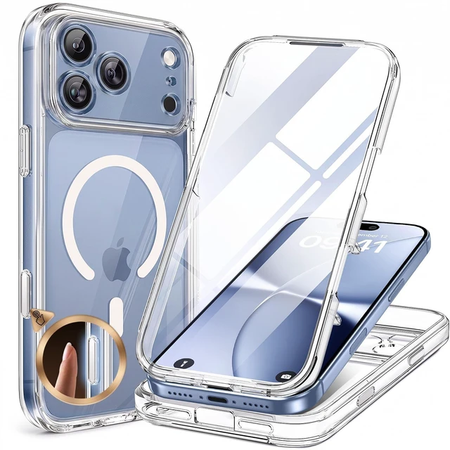 Alt view image 8 of 14 - for iPhone 18 Pro Max Case 6.9", Full Body Phone Protection, Clear | Built-in Screen & Camera Protector | Magnetic with MagSafe | Military DropProof 18 ProMax Bumper with Camera Control