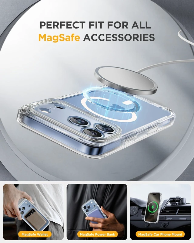 Alt view image 14 of 14 - for iPhone 18 Pro Max Case 6.9", Full Body Phone Protection, Clear | Built-in Screen & Camera Protector | Magnetic with MagSafe | Military DropProof 18 ProMax Bumper with Camera Control