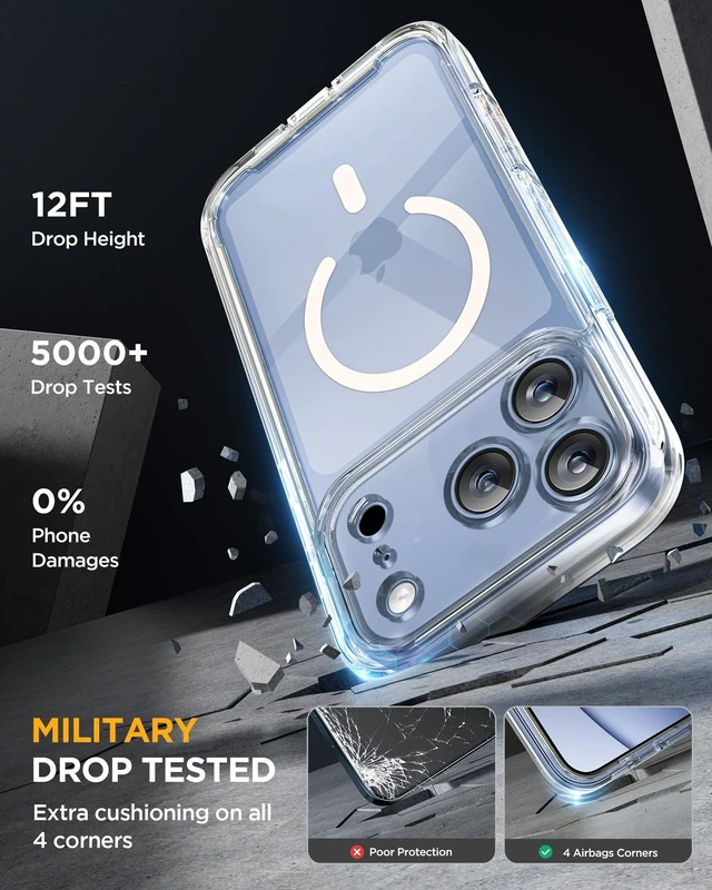 Alt view image 13 of 14 - for iPhone 18 Pro Max Case 6.9", Full Body Phone Protection, Clear | Built-in Screen & Camera Protector | Magnetic with MagSafe | Military DropProof 18 ProMax Bumper with Camera Control
