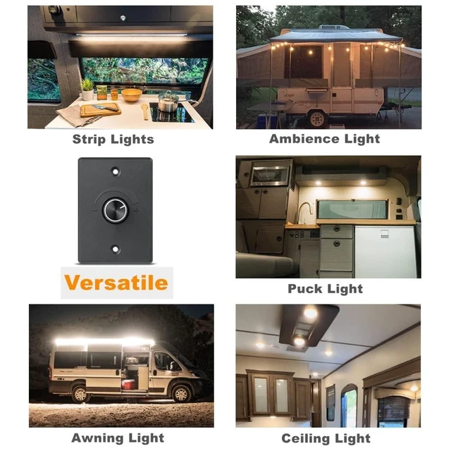 Alt view image 5 of 7 - 12V Light Dimmer 12 Volt PWM LED Dimmer Switch for RV Boat Truck Camper Van Trailer Light Fixture, LED Strip Lights Rotary Knob DC12-24V (2-Pack 6A)