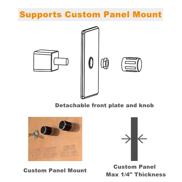 Alt view image 6 of 7 - 12V Light Dimmer 12 Volt PWM LED Dimmer Switch for RV Boat Truck Camper Van Trailer Light Fixture, LED Strip Lights Rotary Knob DC12-24V (2-Pack 6A)