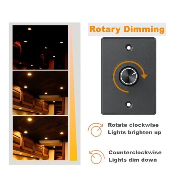 Alt view image 4 of 7 - 12V Light Dimmer 12 Volt PWM LED Dimmer Switch for RV Boat Truck Camper Van Trailer Light Fixture, LED Strip Lights Rotary Knob DC12-24V (2-Pack 6A)