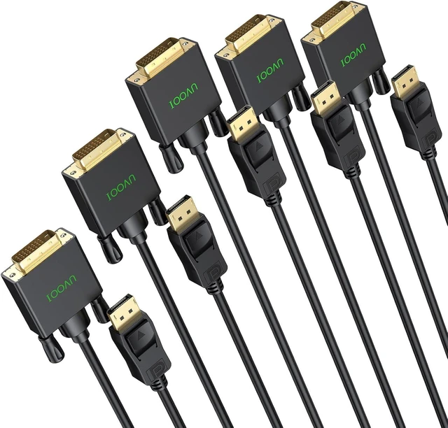Main image of DisplayPort DP to DVI Cable 6.6 Feet 5-Pack, Display Port to DVI-D Cable Adapter Male to Male Compatible with PC, Laptop, HDTV, Projector, Monitor