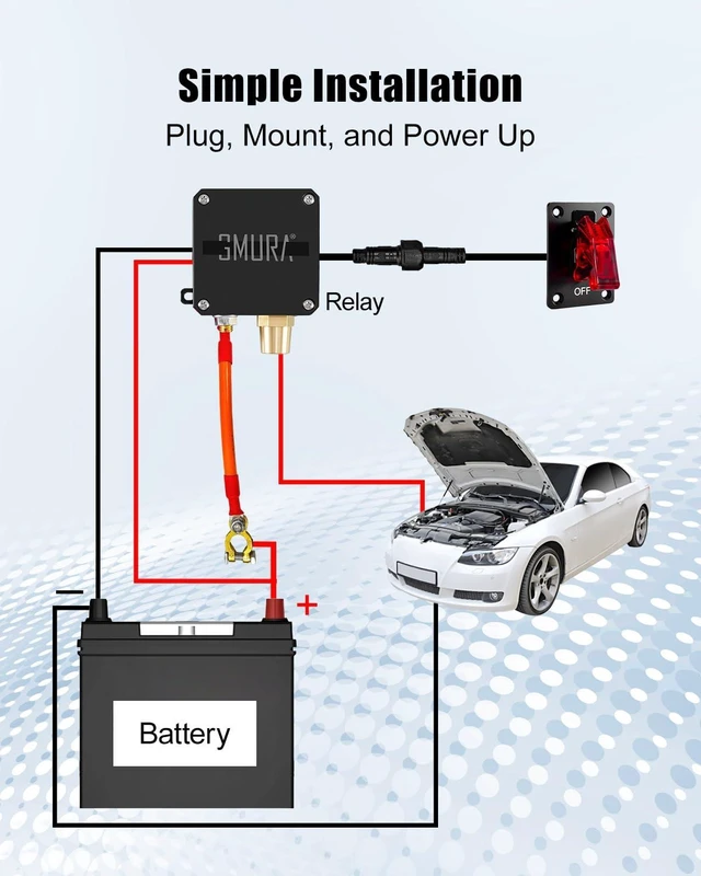 Alt view image 6 of 6 - 12V 250A Battery Disconnect Switch with Rocker Panel, Car Battery Kill Switch with 9.84ft Cable, Manual Cut-Off Shut Off for Car Truck RV Boat