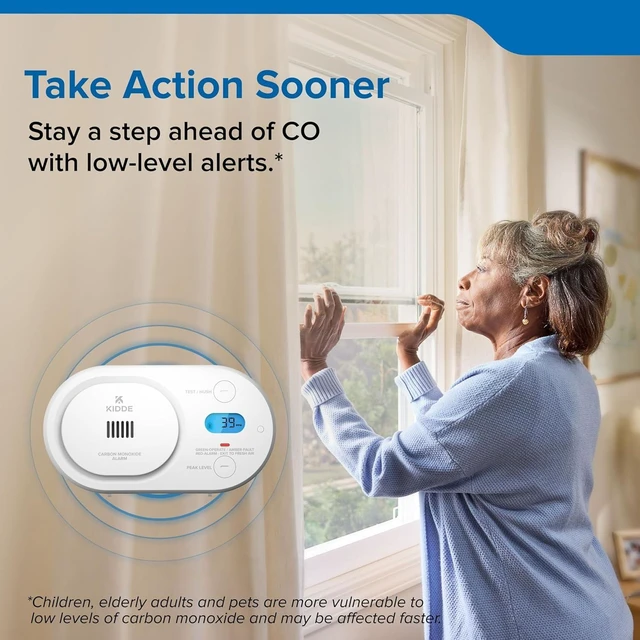 Alt view image 2 of 7 - Kidde Carbon Monoxide Detector, AA Battery Powered, Detects Low-Level CO, Digital Backlit Display, Portable for Travel or Home, LED Status Indicators, 85 dB Alarm, 5th Edition, COBDL