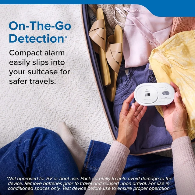 Alt view image 6 of 7 - Kidde Carbon Monoxide Detector, AA Battery Powered, Detects Low-Level CO, Digital Backlit Display, Portable for Travel or Home, LED Status Indicators, 85 dB Alarm, 5th Edition, COBDL