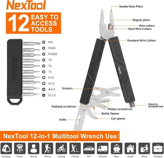 Alt view image 7 of 7 - Gemini, Multi Tool, Multitool Knife with Electric Screwdriver, Needle Nose pliers, Scissors and Bottle Opener, 4mm Bit Set for Small Electronics, RC car, Drones, Glasses Assemble, Unique Gifts