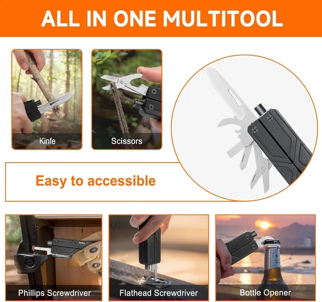 Alt view image 5 of 7 - Gemini, Multi Tool, Multitool Knife with Electric Screwdriver, Needle Nose pliers, Scissors and Bottle Opener, 4mm Bit Set for Small Electronics, RC car, Drones, Glasses Assemble, Unique Gifts