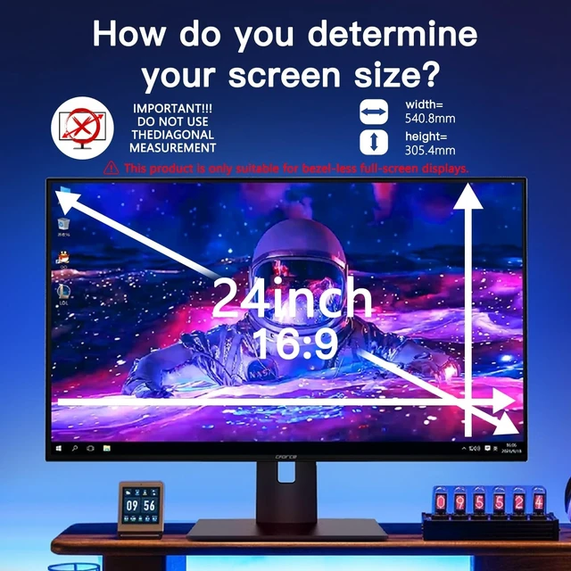 Alt view image 2 of 7 - 2 Pack Magnetic Hanging Computer Privacy Screen 24 Inch for 16:9 Widescreen Monitor, Removable Privacy Screen Anti Glare Blue Light Computer Screen Privacy Shield, Anti-Scratch 24in Protector Film