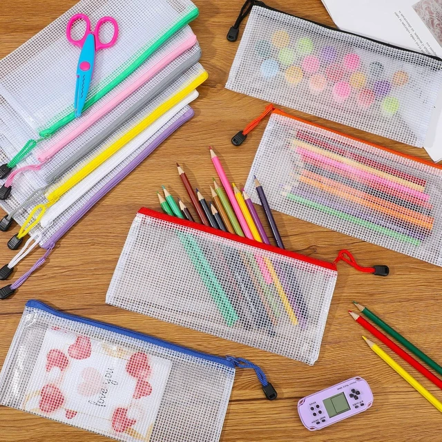 Alt view image 7 of 7 - 200 Pieces A6 Mesh Zipper Pouch Bulk Mesh Bags with Zipper Waterproof Small Pencil Pouches for School Office Supplies Organization 9.4 x 4.5 Inches(10 Assorted Colors)
