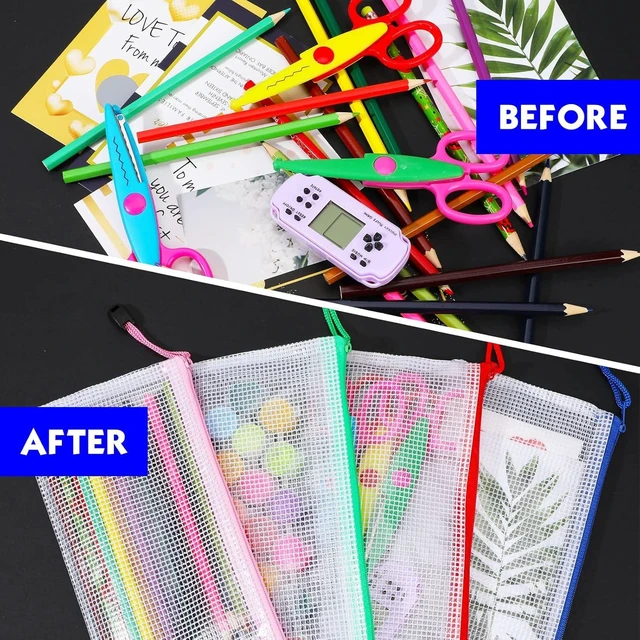 Alt view image 6 of 7 - 200 Pieces A6 Mesh Zipper Pouch Bulk Mesh Bags with Zipper Waterproof Small Pencil Pouches for School Office Supplies Organization 9.4 x 4.5 Inches(10 Assorted Colors)