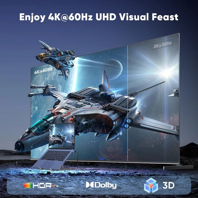 Alt view image 2 of 6 - DisplayPort to HDMI Cable 6ft 5-Pack, Uni-Directional DP (Source) to HDMI (Display) Cord for Desktop Monitor Projector Laptop PC NVIDIA, 4K@60Hz, Aluminum Shell, Compatible HP