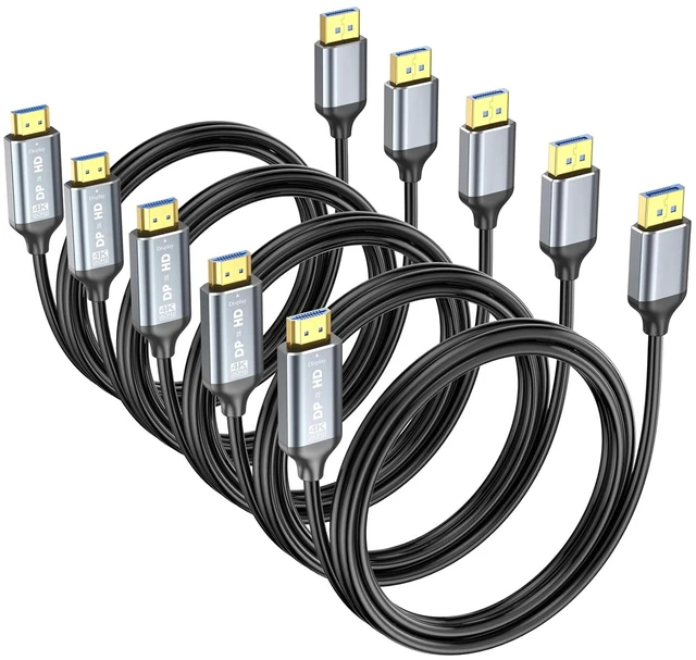 Main image of DisplayPort to HDMI Cable 6ft 5-Pack, Uni-Directional DP (Source) to HDMI (Display) Cord for Desktop Monitor Projector Laptop PC NVIDIA, 4K@60Hz, Aluminum Shell, Compatible HP