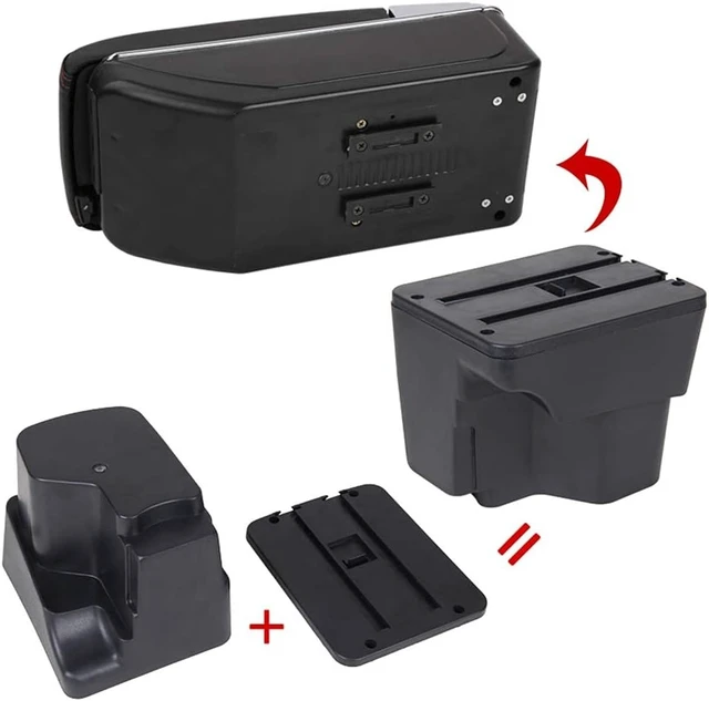 Alt view image 4 of 7 - Armrest Box for Kia Rio 2012-2016 Double Layer Front Center Console Black Leather with Charging 7 USB Ports