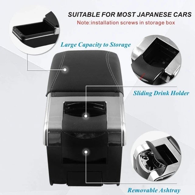 Alt view image 7 of 7 - Armrest Box for Kia Rio 2012-2016 Double Layer Front Center Console Black Leather with Charging 7 USB Ports