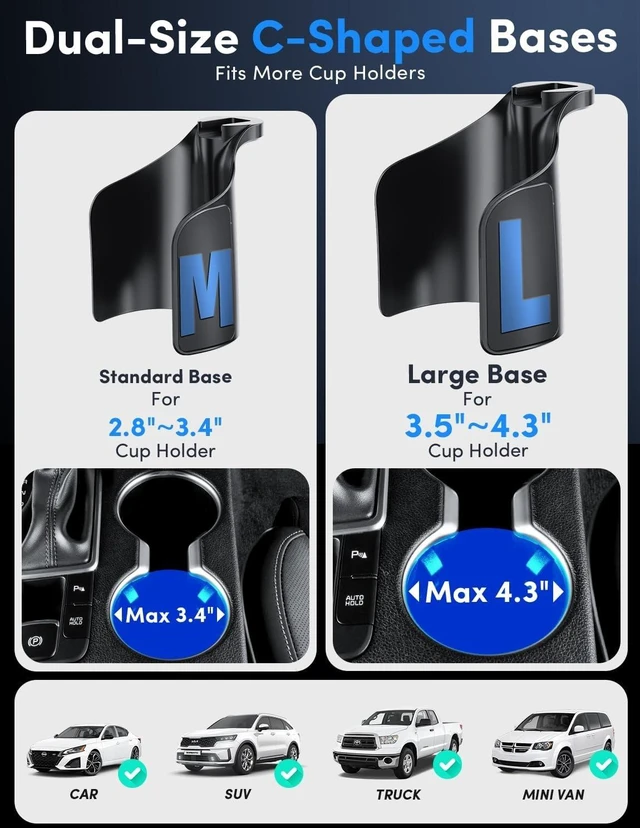 Alt view image 4 of 7 - for Magsafe Car Mount Charger Wireless, Upgraded 3 in 1 Cup Phone Holder with Dual Flexible Bases, 15W Fast Charging Phone Holder Magnetic, Powerful N55 Magnet, 15" Height, for iPhone 17 16 15