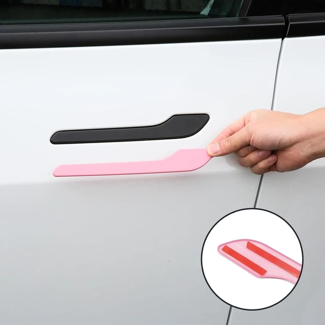 Alt view image 2 of 7 - for Pink Tesla Car Accessories Door Handle Covers for Pink 2019-2022 Model Y with HW 3.0 Camera Covers for Model Y Side Mirror Trim Strip for Tesla Model Y Accessories (8PCS)