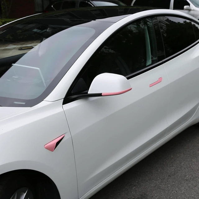 Alt view image 6 of 7 - for Pink Tesla Car Accessories Door Handle Covers for Pink 2019-2022 Model Y with HW 3.0 Camera Covers for Model Y Side Mirror Trim Strip for Tesla Model Y Accessories (8PCS)
