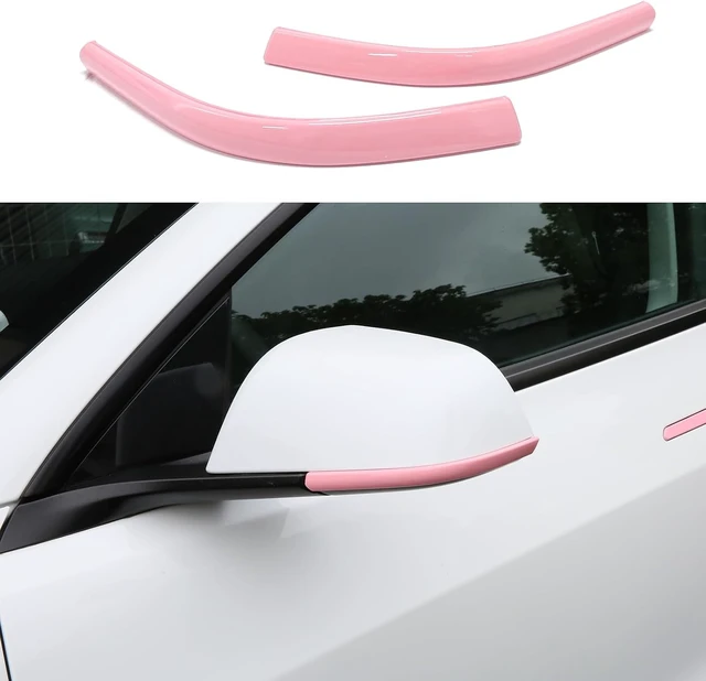 Alt view image 4 of 7 - for Pink Tesla Car Accessories Door Handle Covers for Pink 2019-2022 Model Y with HW 3.0 Camera Covers for Model Y Side Mirror Trim Strip for Tesla Model Y Accessories (8PCS)