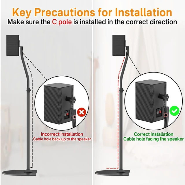 Alt view image 6 of 6 - Speaker Stand Pair and Wall Mounts for Rear Speakers WR Keyhole&Thread Hole
