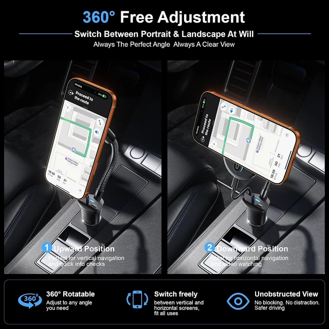 Alt view image 4 of 7 - Qi2 15W Magnetic Car Charger, PD20W & QC18W Ports, Strong Hold for iPhone