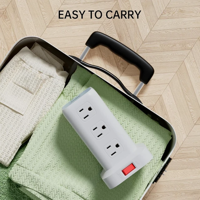 Alt view image 6 of 7 - Power Strip with 12 Outlets 4 USB (1 USB C), 6.5Feet Extension Cord with Multiple Outlets, Charging Station, Power Strip Tower, Home Office Desk Supplies