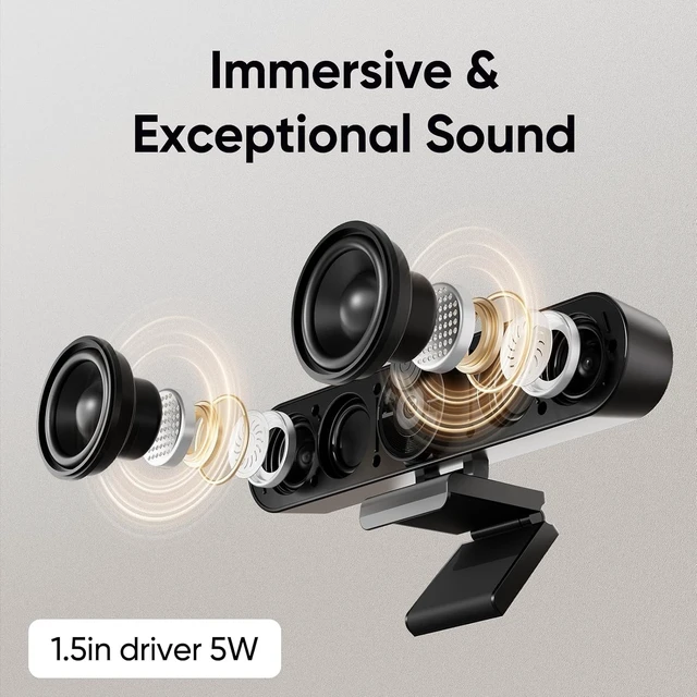 Alt view image 4 of 7 - 2K Webcam Computer Speaker with Microphone, Privacy Shutter, Clip-On