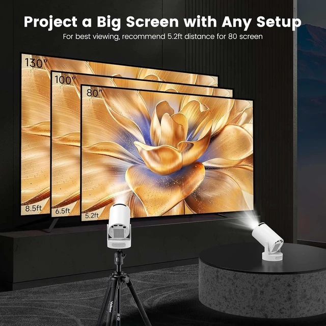 Alt view image 5 of 7 - Mini Portable Projector with Bluetooth 5.4 and WiFi 6, 4K Support