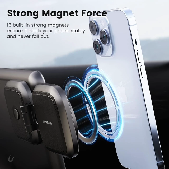 Alt view image 2 of 6 - Phone Mount for Tesla Model 3 Model Y, Strong Magnetic Designed for MagSafe Car Mount Phone Holder for Tesla Screen Monitor, Invisible Foldaway Tesla Accessories for iPhone 12/13/14/15 Series