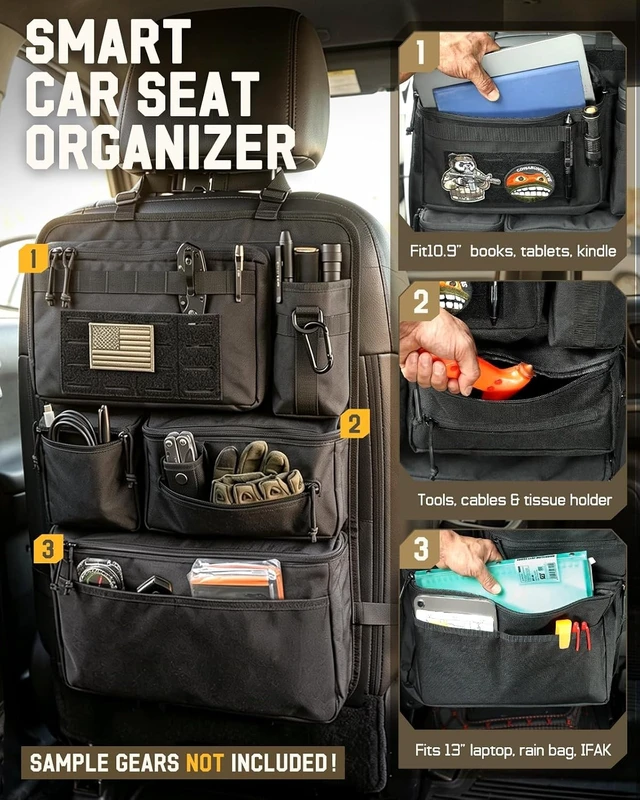 Alt view image 3 of 7 - All in One Car Seat Back Organizer Fit Most Cars SUV Trucks Jeeps