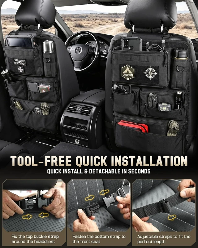 Alt view image 5 of 7 - All in One Car Seat Back Organizer Fit Most Cars SUV Trucks Jeeps
