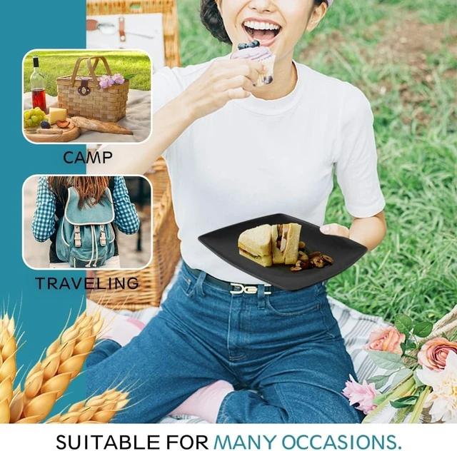 Alt view image 6 of 6 - 40-piece Plates and Bowls Sets for 10, Black Square Dinnerware Sets