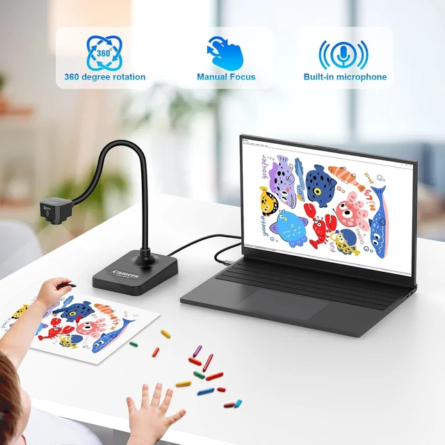 Alt view image 2 of 7 - AlKOR Document Camera for Teaching, Manual Focus USB Webcam with Microphone