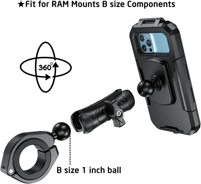 Alt view image 7 of 7 - Waterproof ATV Phone Mount Suitble for 5.5"-6.8" Phones (Size L)