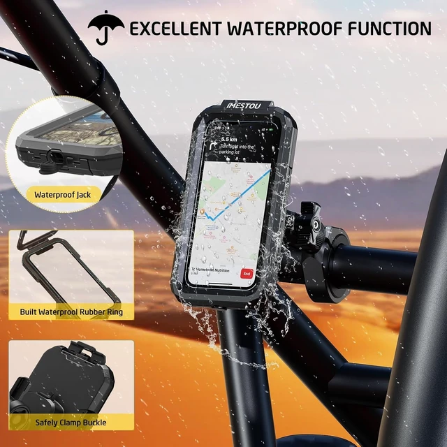Alt view image 2 of 7 - Waterproof ATV Phone Mount Suitble for 5.5"-6.8" Phones (Size L)